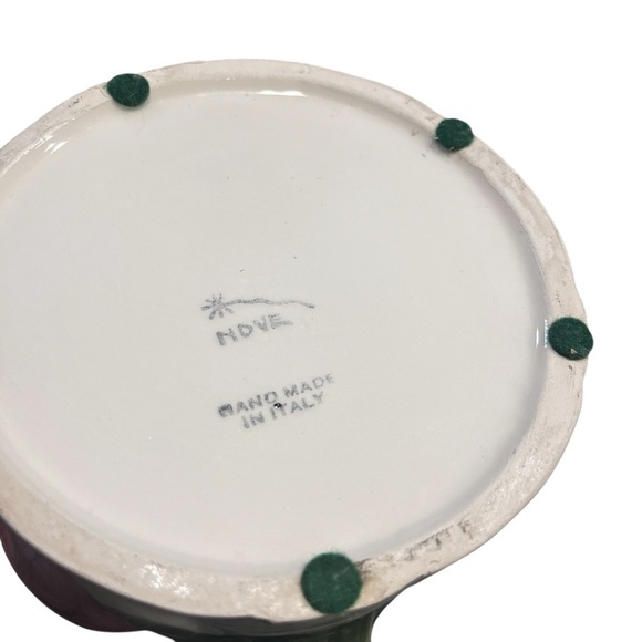 Vintage Italian Majolica Basketweave Pitcher Dimensional Fruit Signed - Picture 7 of 9